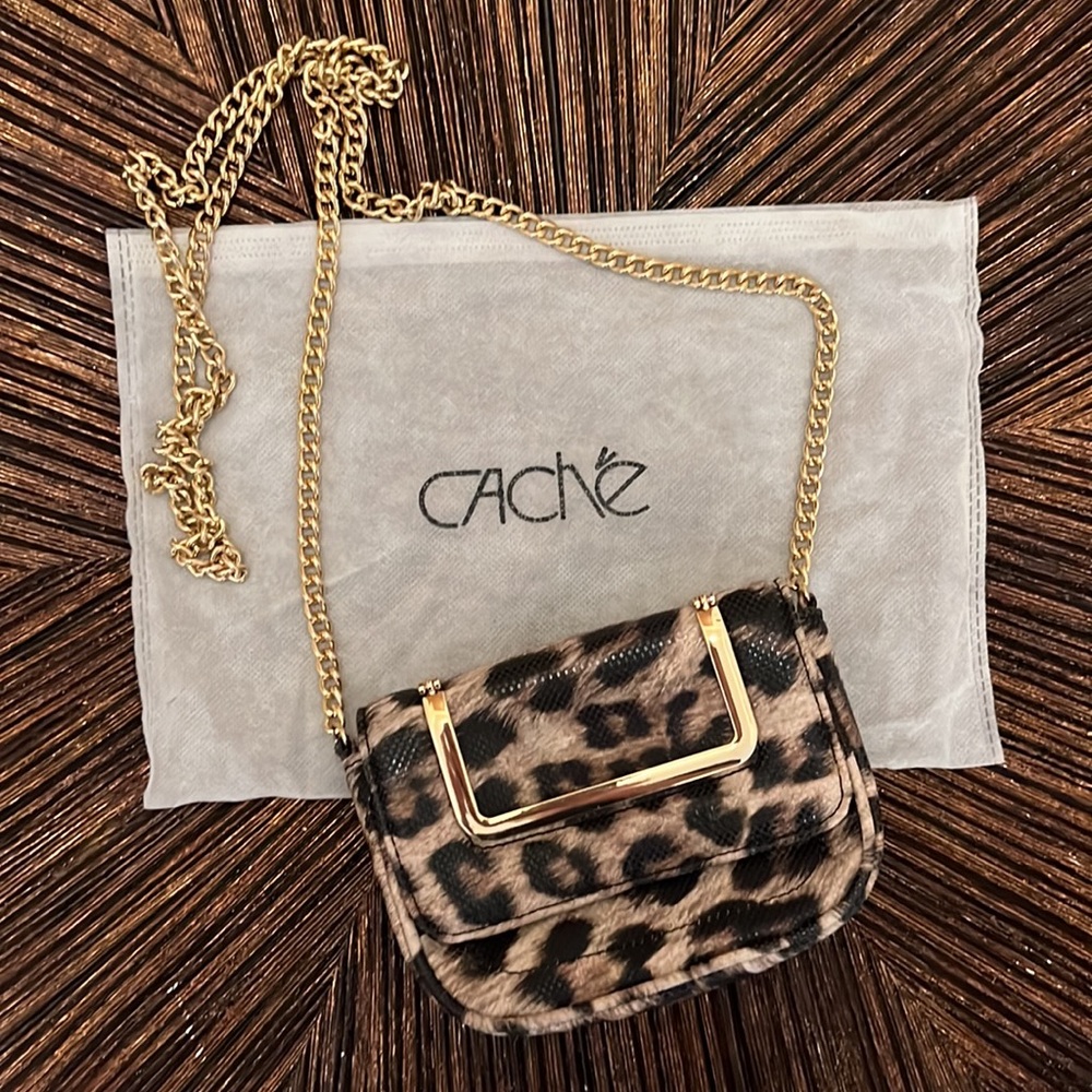 Cache Leopard Print Mini Crossbody Handbag - image 1